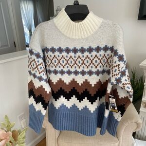 JOSEPH A.Cozy Geometric Knit Sweater